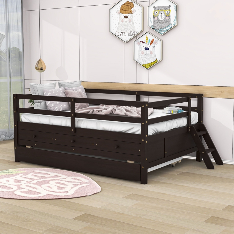 Iakovos Full 3 Drawer Low Loft Bed with Trundle by Harriet Bee