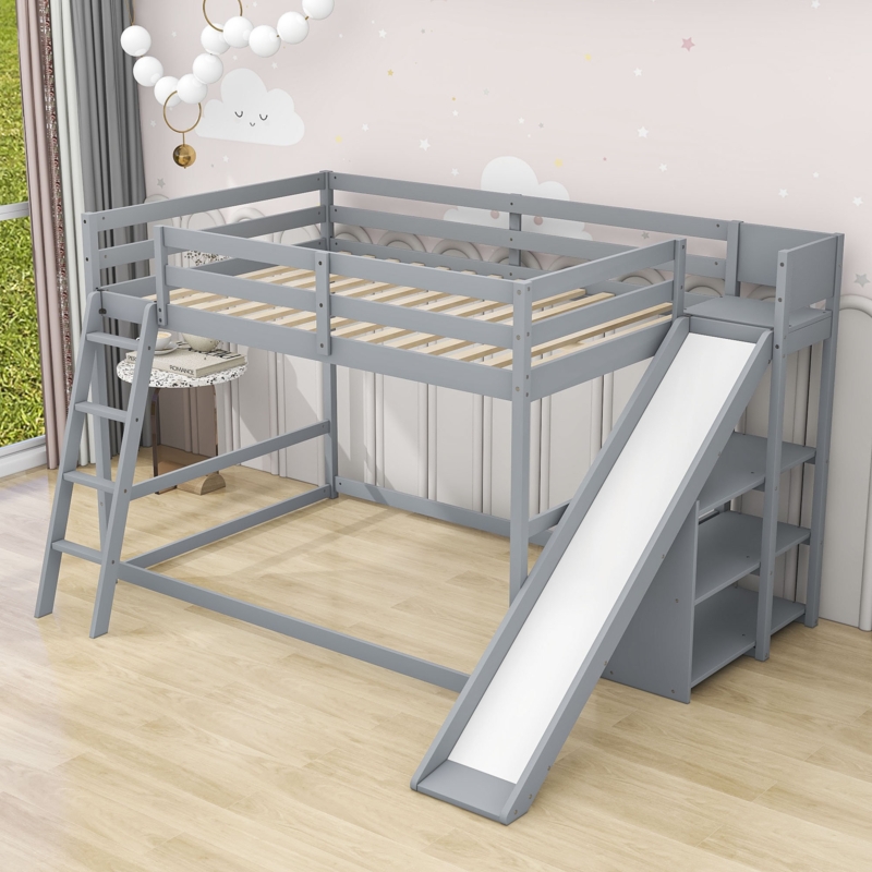 Ikeya Full over Full Bunk Bed with Shelves by Harriet Bee