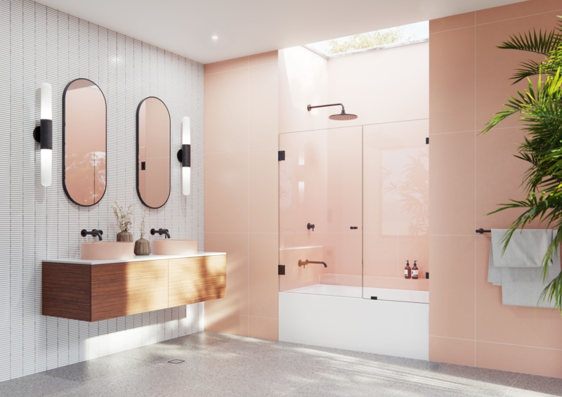 Illume 57.75 in. x 58.25 in. Fully Frameless Hinge Bathtub Door