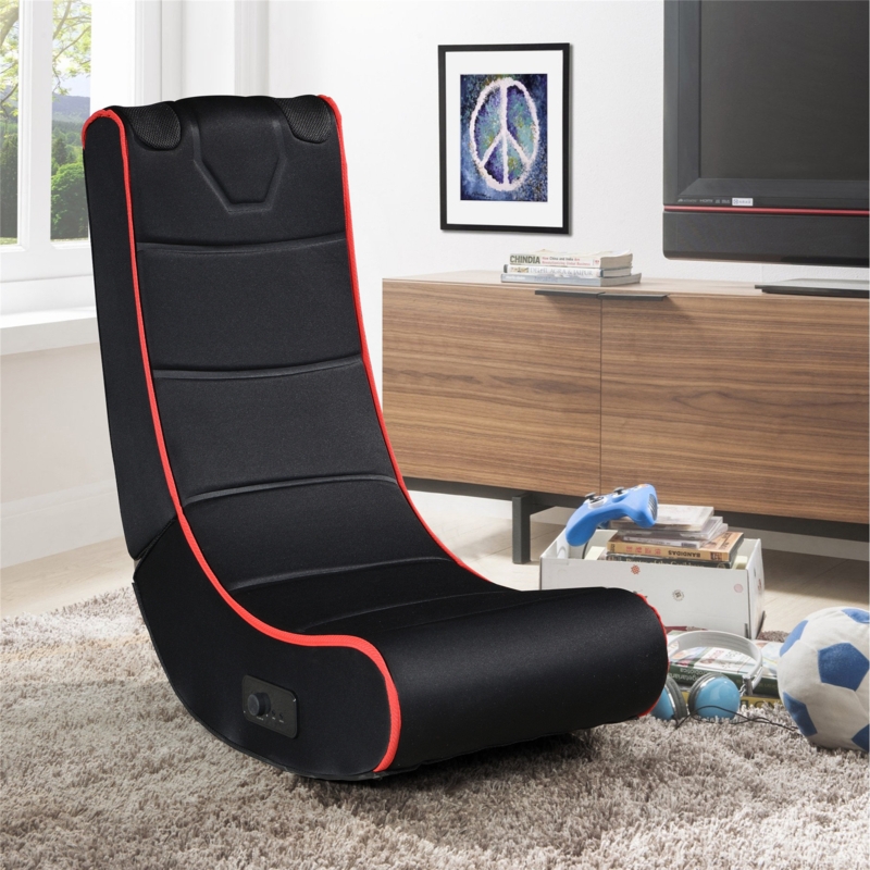 Inbox Zero Ergonomic Rocker Game Chair with Built-in Speakers in Red