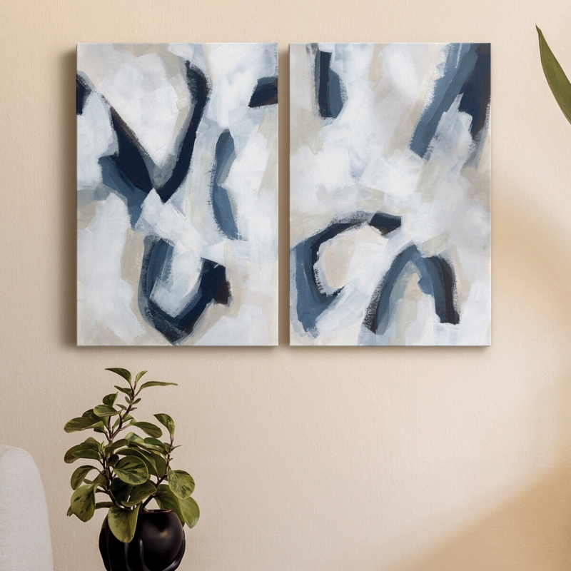 Indigo Imprint I On Canvas 2 Pieces Print (Set of 2)