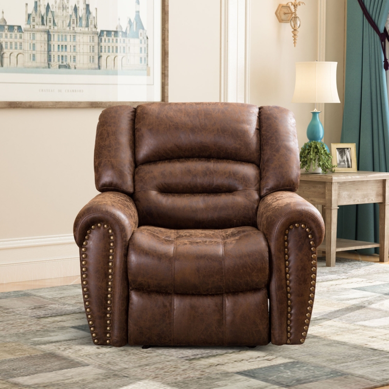 Intars 40.5" Wide Classic Oversize Top Leather Power Recliner