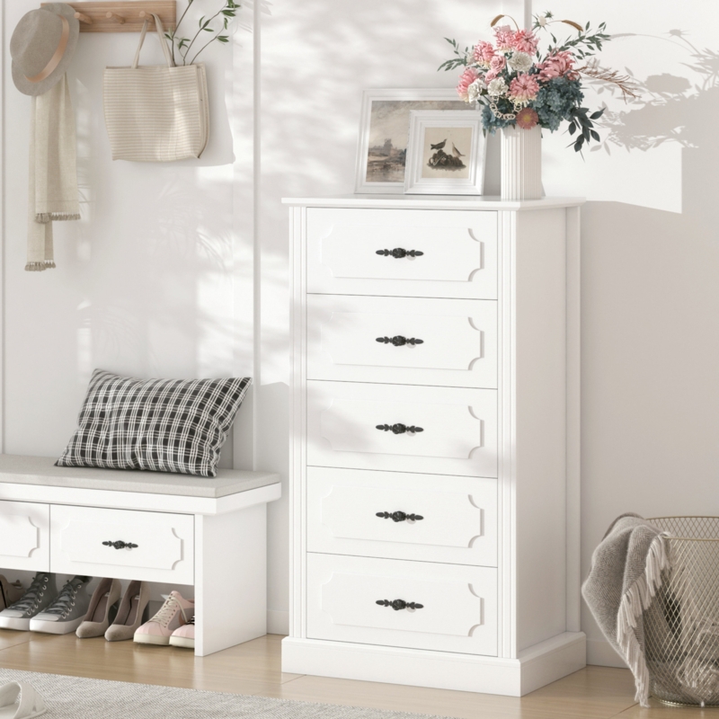 Jacobi 43" H 5 Drawer Chest, White