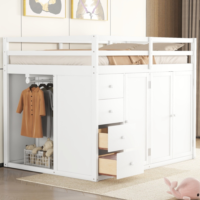 Jaquise Kids Full Loft Bed with Drawers