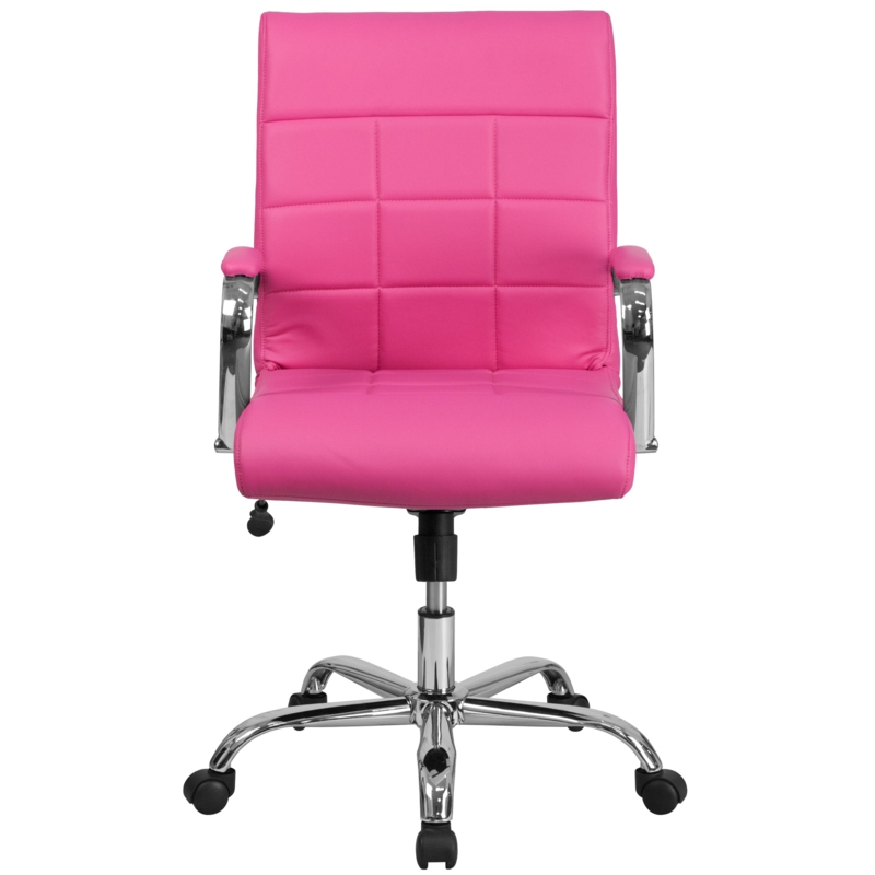 Jayen Mid-Back Vinyl Executive Swivel Office Chair with Chrome Base and Arms