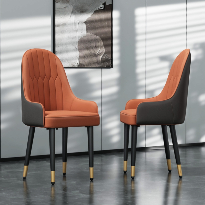 Jentree Leather Solid Back Dining Chairs