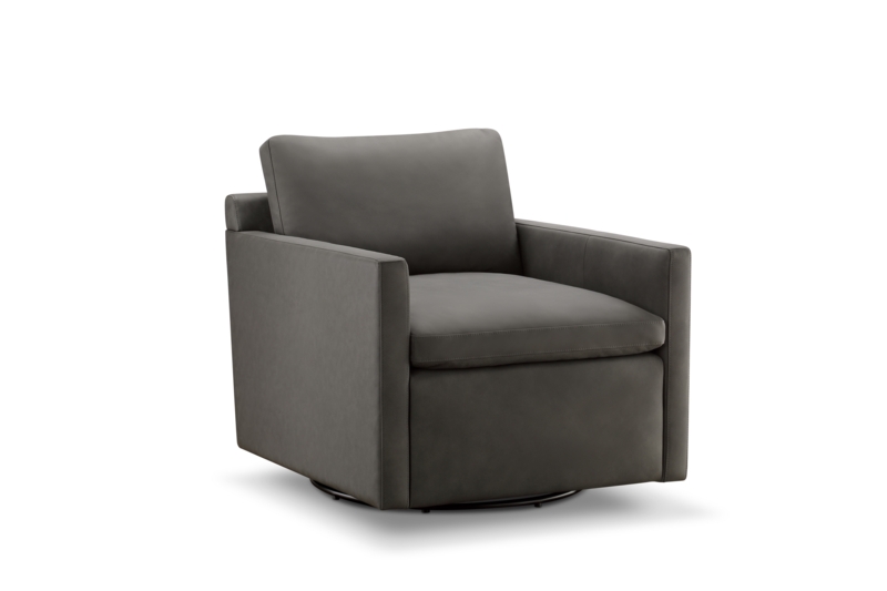 JOJO Fletcher Luxe Gray Nubuck Leather Swivel Chair