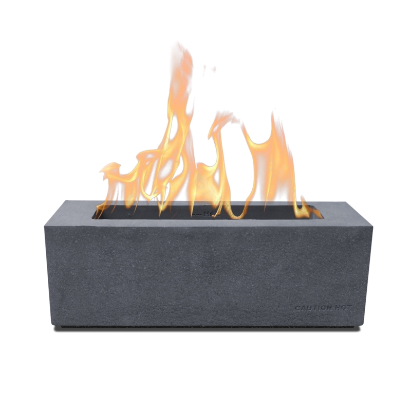 Kante Rectangular Portable Concrete Rubbing Alcohol Tabletop Fire Pit with Metal Extinguisher
