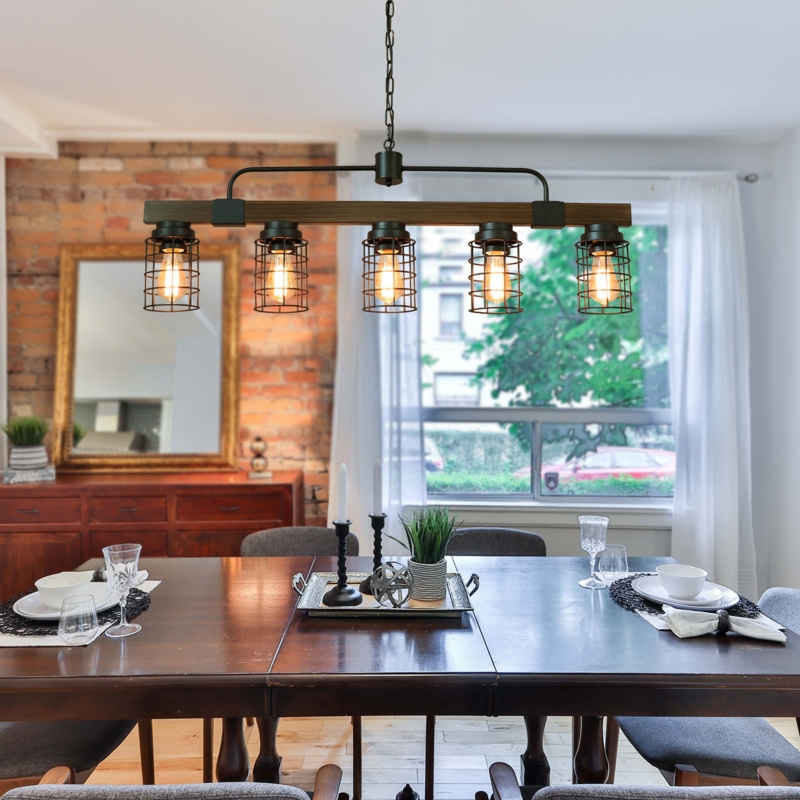 Keedysville 5 - Light Dimmable Kitchen Island Modern Linear Chandelier