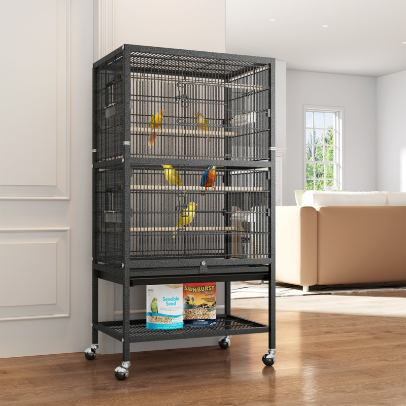Kellett 51.9'' Steel Flat Top Floor Bird Cage with Wheels