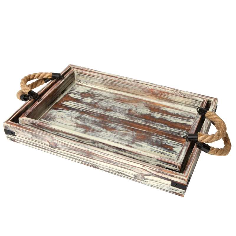 Kendari Solid Wood Tray - Set of 2