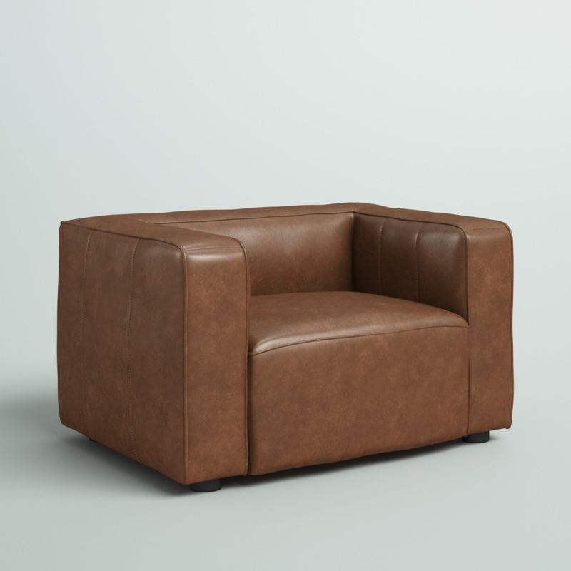Kenisha 51" Wide Top-Grain Leather Armchair