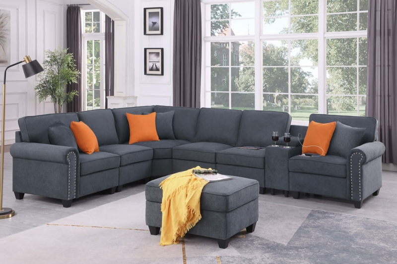Kettner 136.35" Wide Reversible Modular Corner Sectional with Ottoman