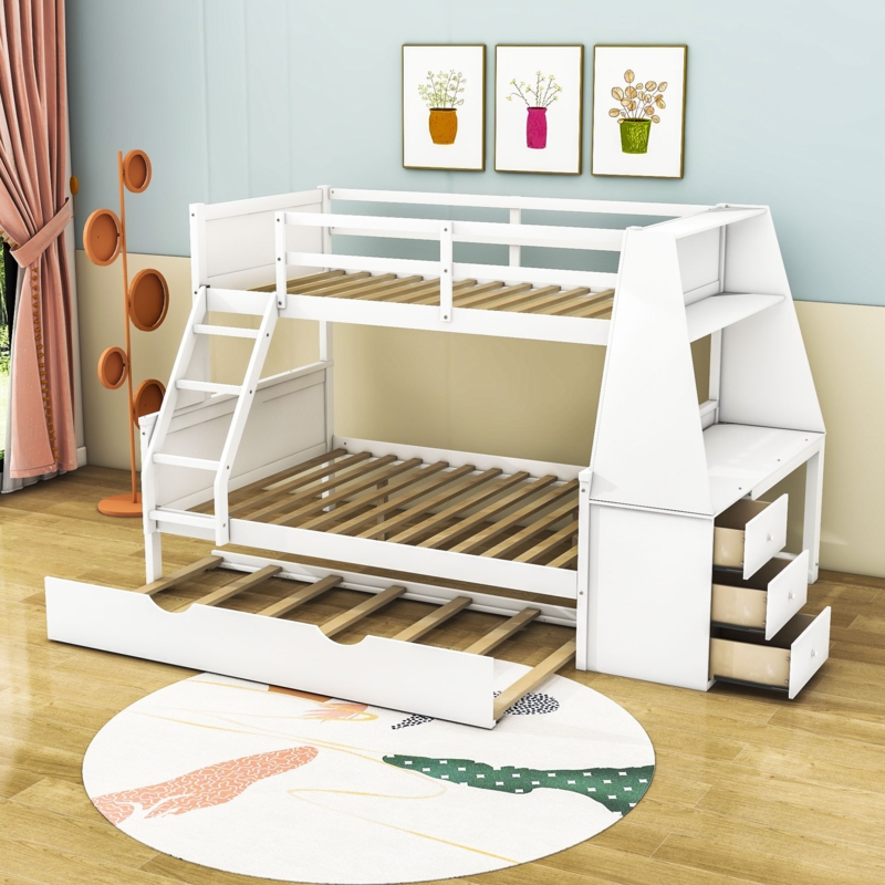 Kirksey Kids Twin Over Full Bunk Bed with Trundle with Drawers