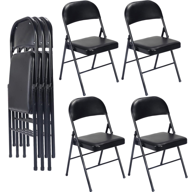 Klinedinst Vinyl Padded Stackable Folding Chair Folding Chair Set (Set of 4)
