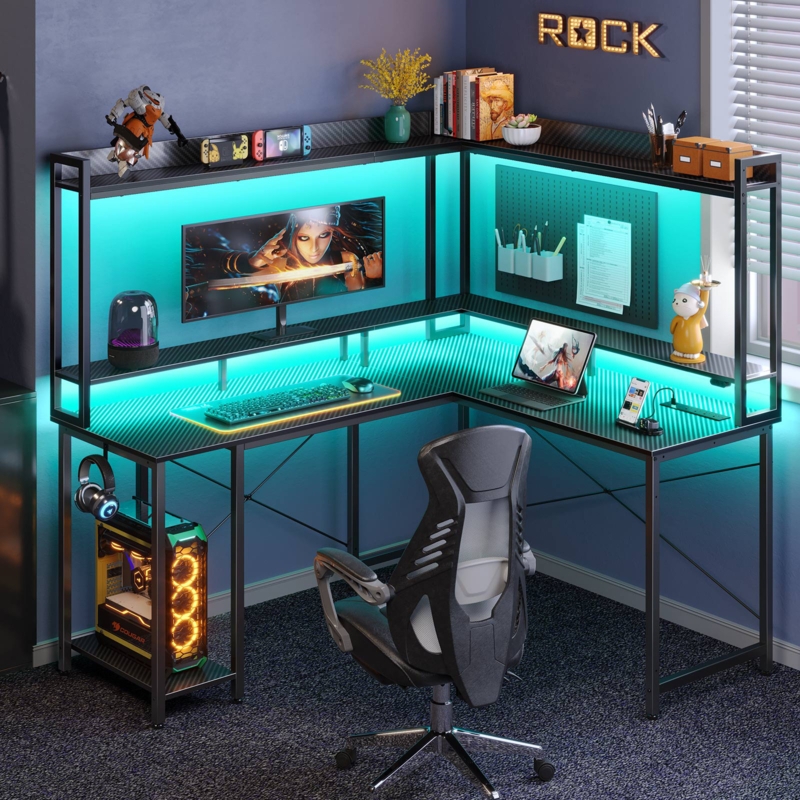 Kyondra L-Shaped Gaming Desk with Hutch