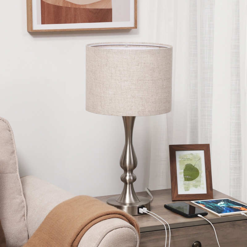 Labriola 20.7" Silver Table Lamp with USB