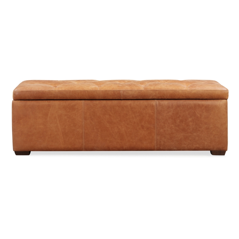 Lakeport Full Grain Genuine Italian Leather Storage Ottoman