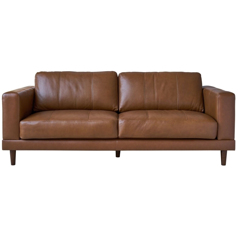 Latitude Run Austin 84-In. Modern Leather Sofa In Dark Tan, F23F3C57F6B046AE9D5A83689B918FD4