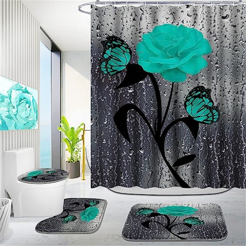 Layonni Floral Shower Curtain Set with Hooks Included