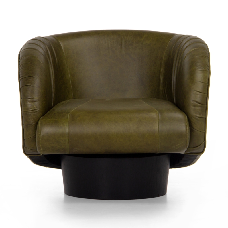 Leather Swivel Barrel Chair