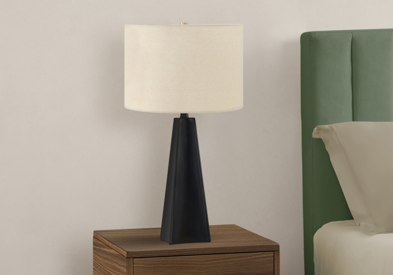 Lighting, 27"H, Table Lamp, Black Resin, Beige Shade, Modern