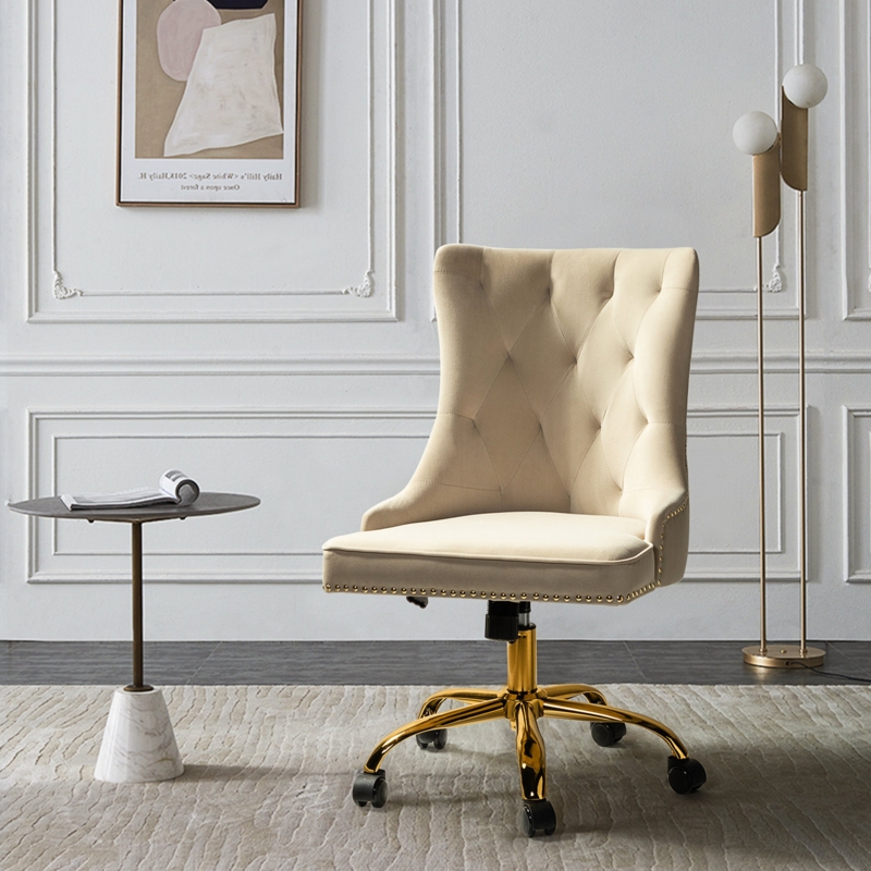 Lisa Swivel & Height-Adjustable Wingback Task Chair With Tufted & Naihead Trim