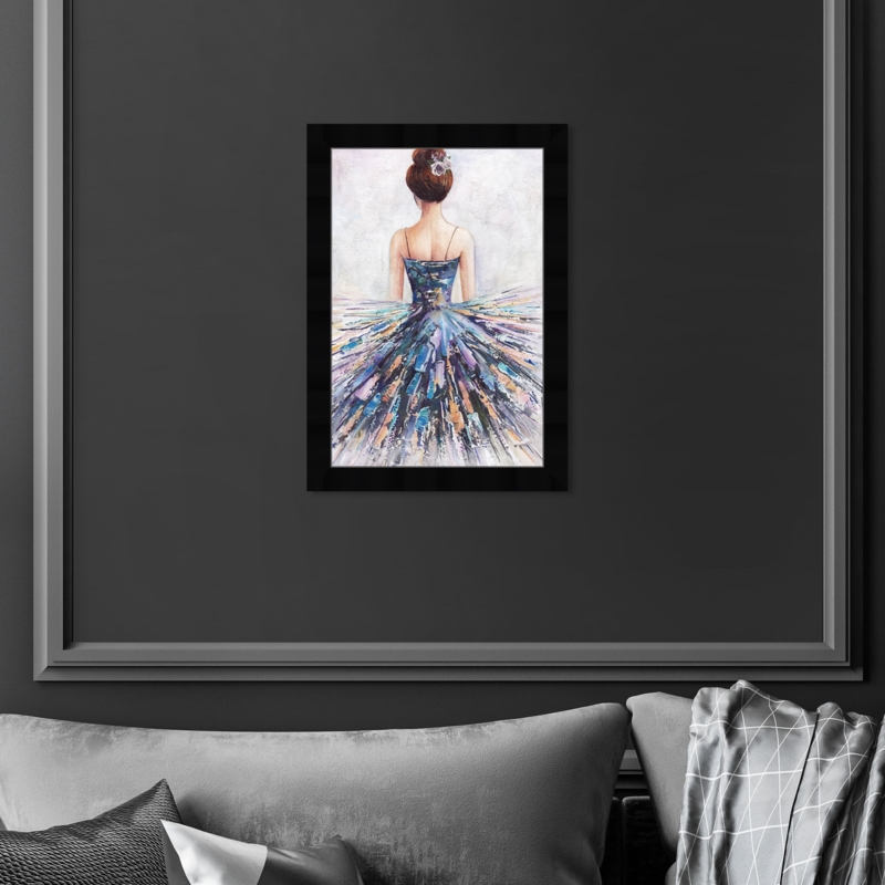 Lovely Lady Framed On Glass Painting