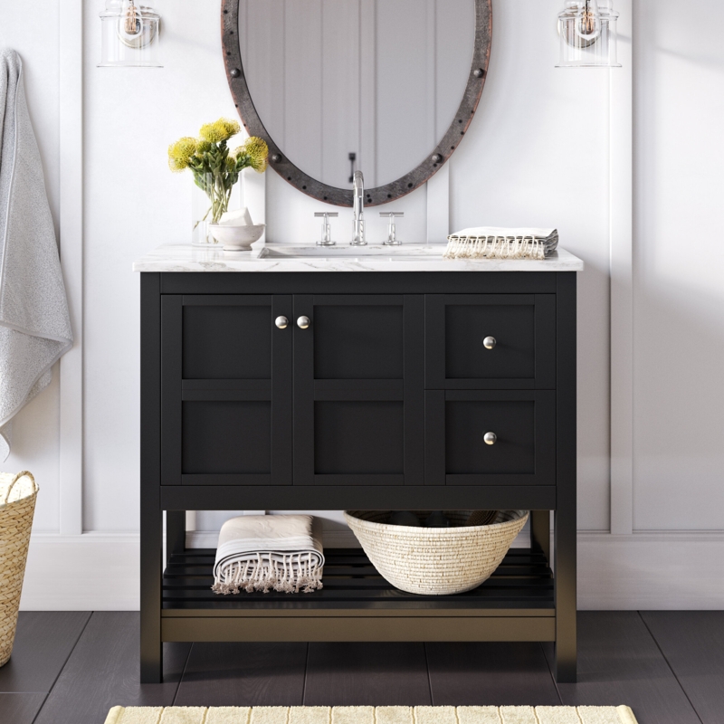 Magers 36'' Single Bathroom Vanity with Engineered Marble Top