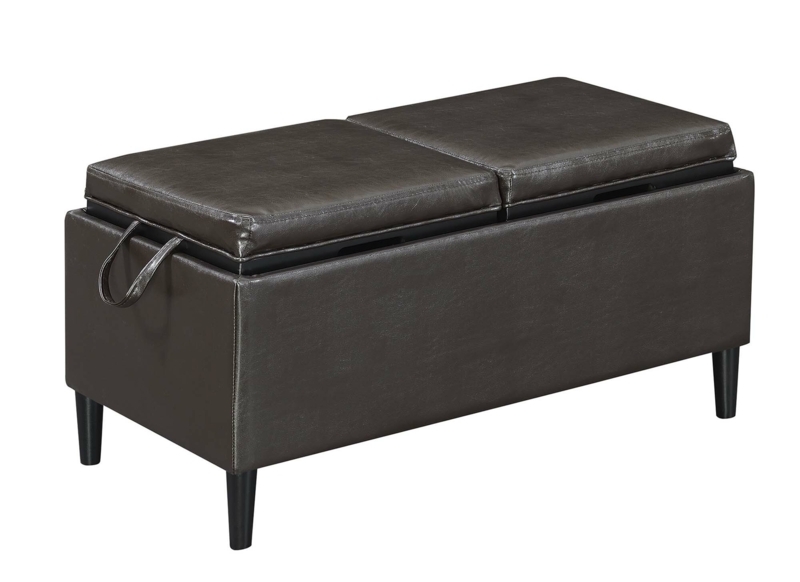Maggie Upholstered Ottoman with Reversible Tray and Solid Wood Legs