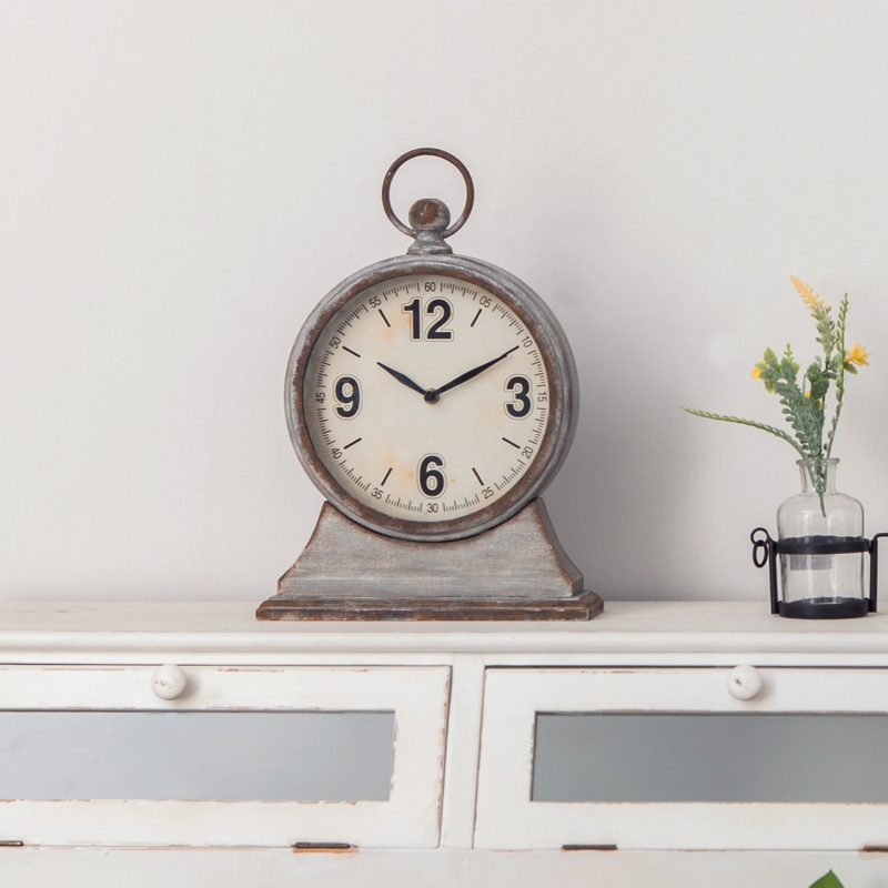 Mantel & Tabletop Clocks Analog Metal Quartz Movement / Crystal Tabletop Clock in Gray
