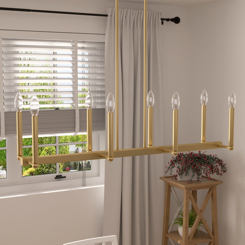 Marbleton 8 - Light Steel Dimmable Linear Chandelier UL Certified