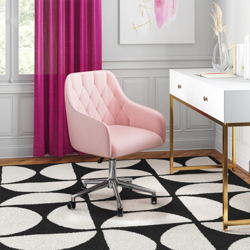 Marcus Velvet Desk Chair Vanity Chair for Makeup with Wheels Rolling Swivel Chair for Bedroom