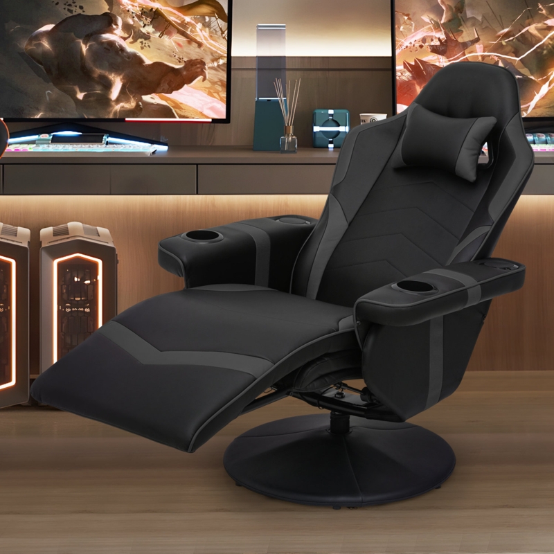 Massage Gaming Racing Chair Reclinable Computer Swivel Seat with Bluetooth Speakers