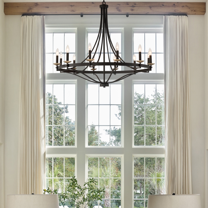 Mattheo 12 - Light Dining Room Steel Candle Style Dimmable Wagon Wheel Chandelier UL Certified