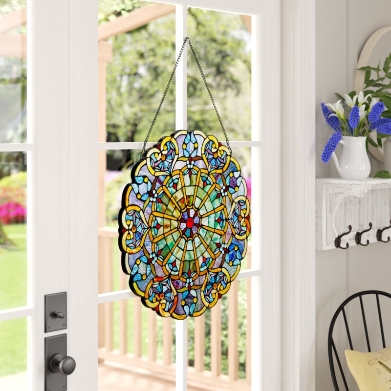 Mayers Victorian Pieced Webbed Heart-Stained Glass Panel