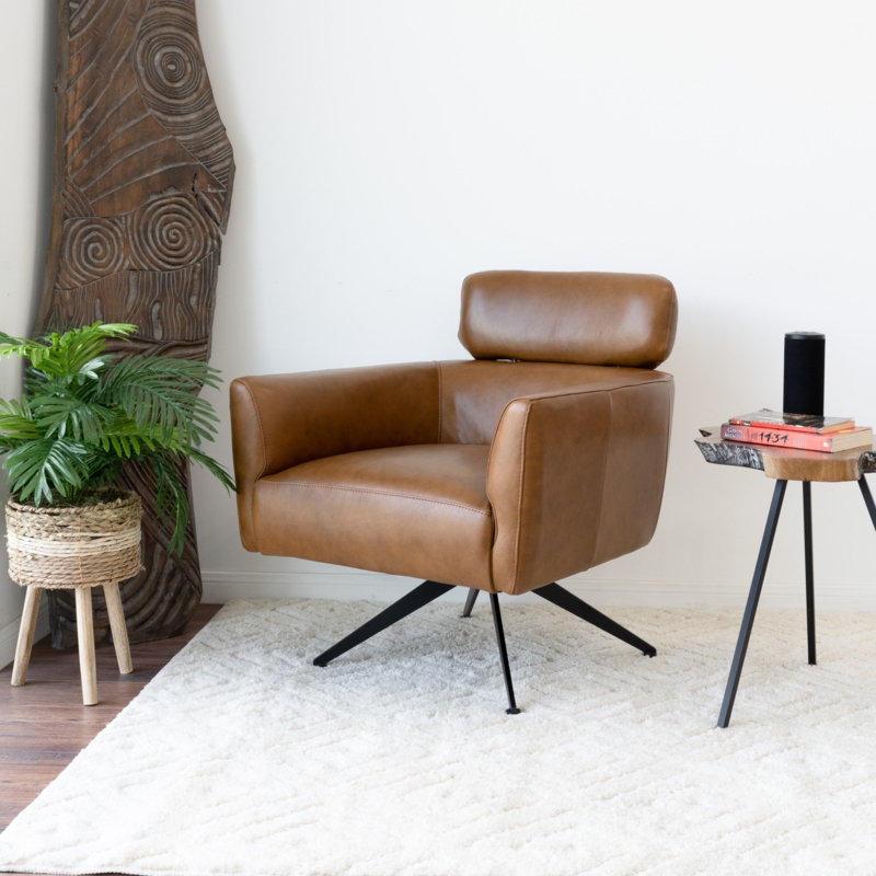 Mccully Leather Swivel Armchair