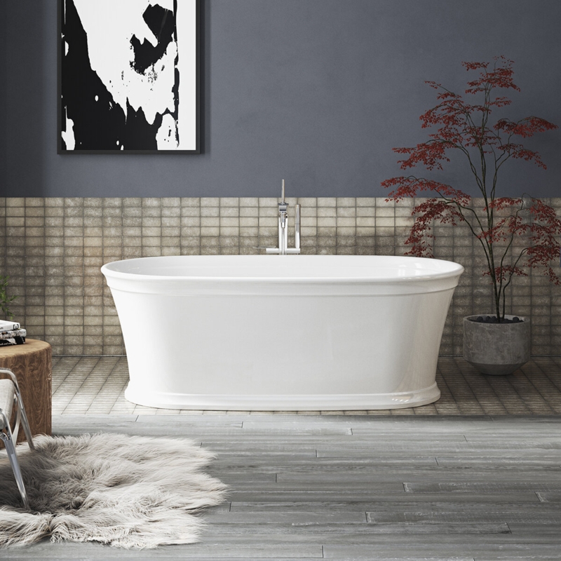 Memoirs 60" x 34" Freestanding Soaking Bathtub with Slotted Overflow and Center Toe-Tap Drain