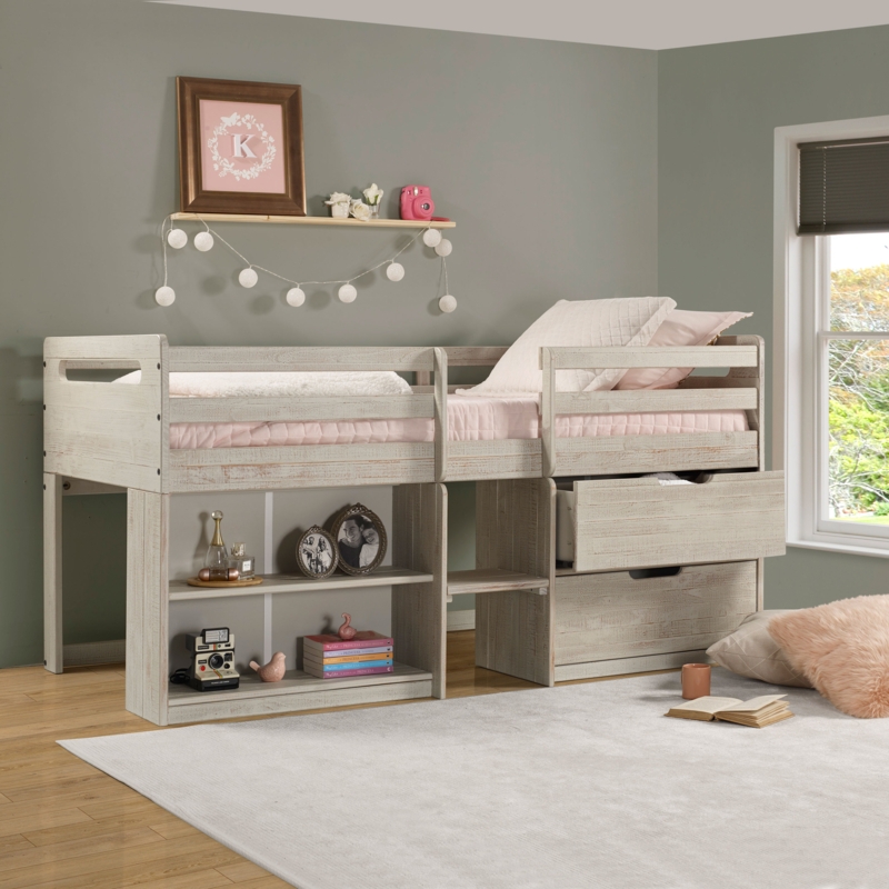 Mererid Twin Platform Loft Bed with Bookcase by Harriet Bee