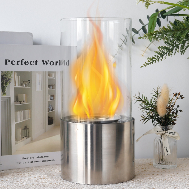 Metal Bio-Ethanol Outdoor Tabletop Fireplace with Flame Guard