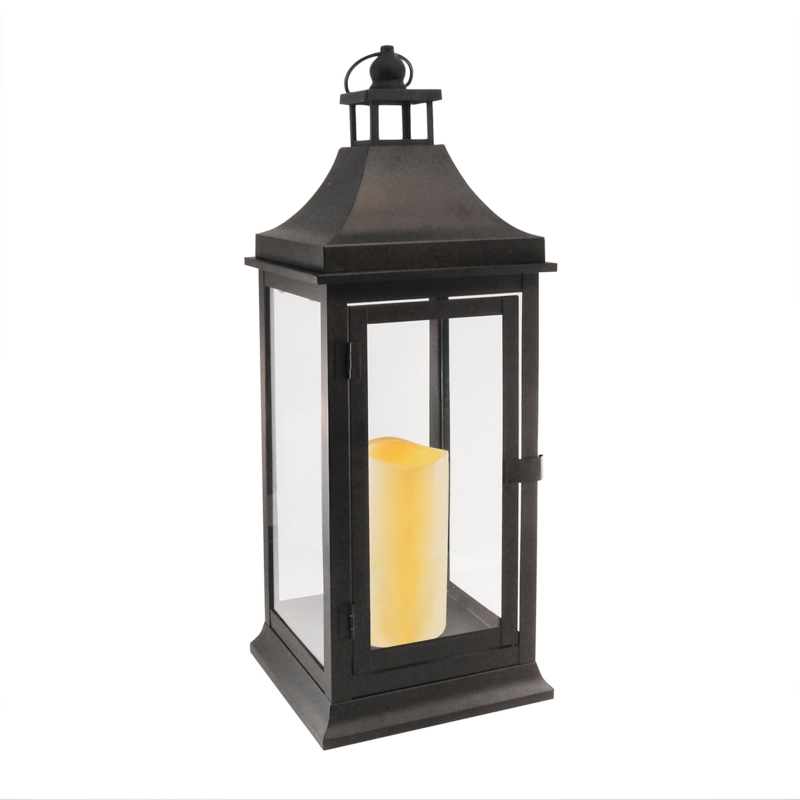 Metal Lantern with Battery-Operated Candle