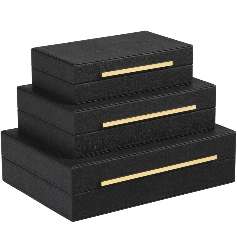 Milarae 3 Piece Handmade Faux Leather Decorative Box Set