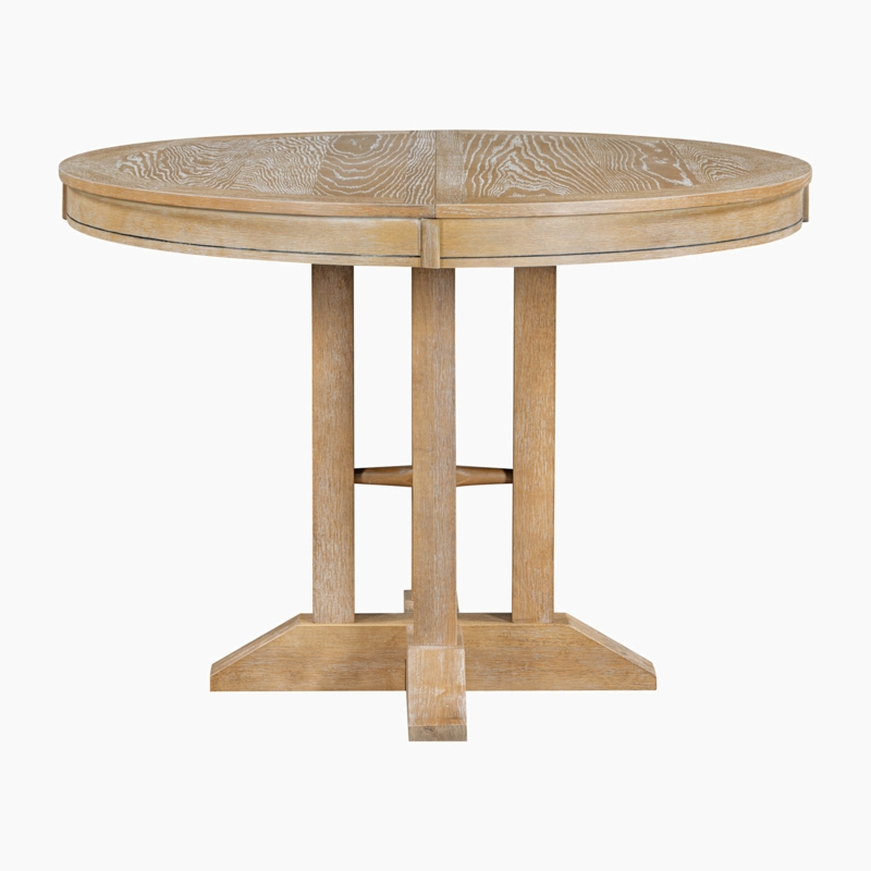 Miterrio Rustic Charm Extendable Round Dining Table,Farmhouse Style Table For Kitchen And Dining Room