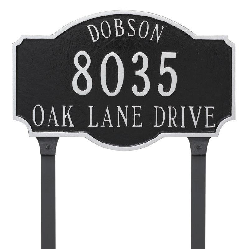 Montague Estate Standard Two Line Address Sign Plaque with Lawn Stakes