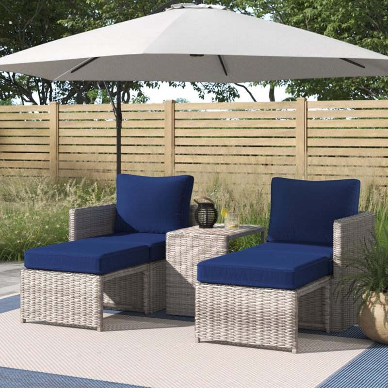 Morland 5 Piece Rattan Sectional Seating Group with Cushions