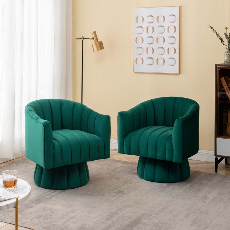 Murrow Velvet Swivel Barrel Chair