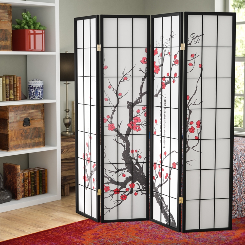 Neagle 72'' W x 71'' H 4 - Panel Solid Wood Folding Room Divider