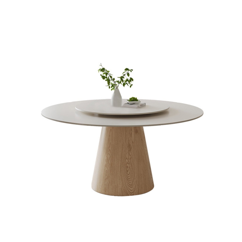 Nordic simple rock plate modern light luxury with turntable round dining table