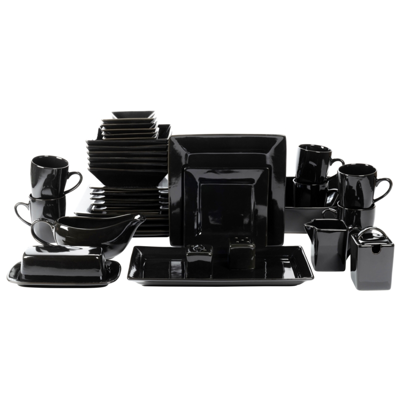 Nova Square Stoneware 38 Piece Dinnerware Set, Service for 6
