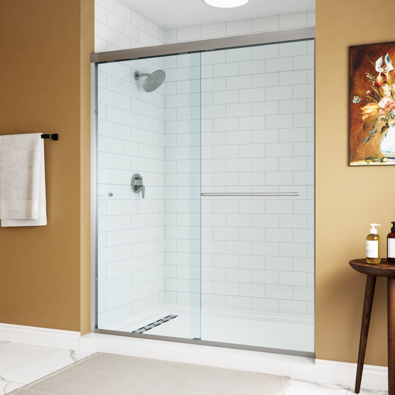 Oceanus 55" - 59" W x 72" H Double Sliding Semi-Frameless Shower Door